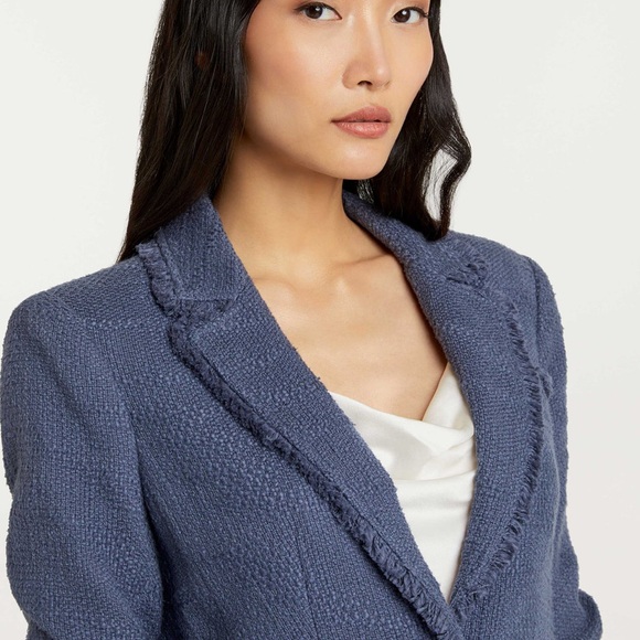 Cinq à Sept Blue Textured Blazer - Picture 5 of 10